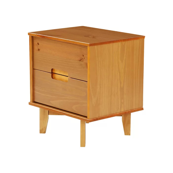 Caramel Mags 21.94'' Tall 2 - Drawer Solid Wood Nightstand Modern Design
