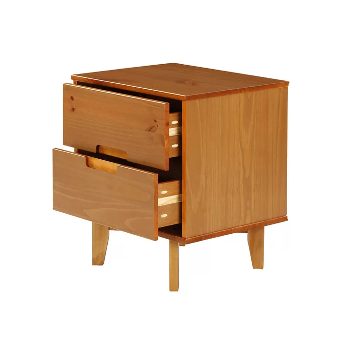Caramel Mags 21.94'' Tall 2 - Drawer Solid Wood Nightstand Modern Design