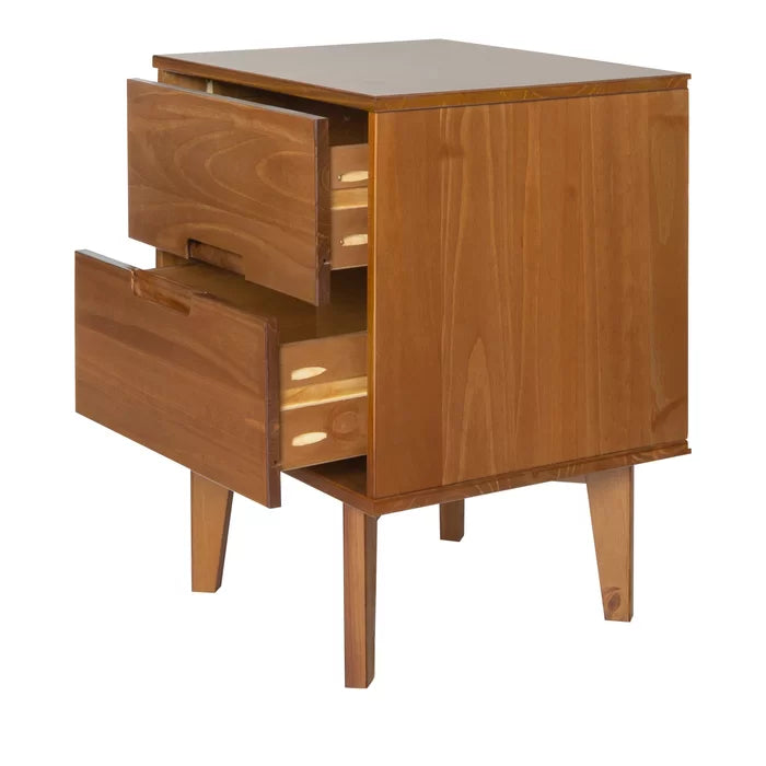 Caramel Mags 21.94'' Tall 2 - Drawer Solid Wood Nightstand Modern Design