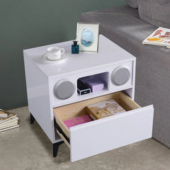 Malgorzata 19.68'' Tall 1 - Drawer Nightstand in White with USB Port 3 Color Sensor Lights