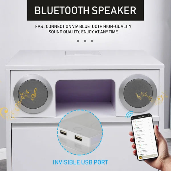 Malgorzata 19.68'' Tall 1 - Drawer Nightstand in White with USB Port 3 Color Sensor Lights