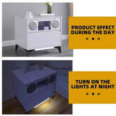 Malgorzata 19.68'' Tall 1 - Drawer Nightstand in White with USB Port 3 Color Sensor Lights