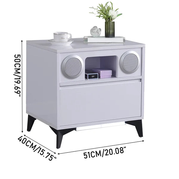 Malgorzata 19.68'' Tall 1 - Drawer Nightstand in White with USB Port 3 Color Sensor Lights