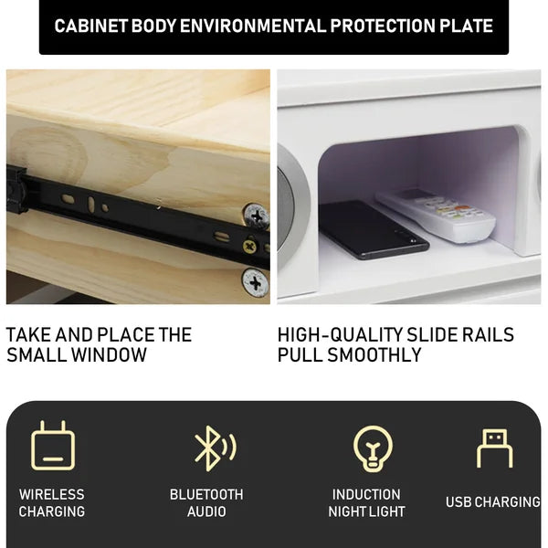 Malgorzata 19.68'' Tall 1 - Drawer Nightstand in White with USB Port 3 Color Sensor Lights