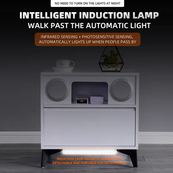 Malgorzata 19.68'' Tall 1 - Drawer Nightstand in White with USB Port 3 Color Sensor Lights