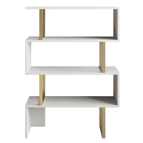 Gold/White Malveaux 49'' H x 35'' W Geometric Bookcase Design