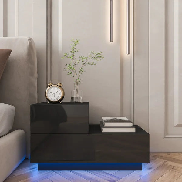 Black 16.1'' Tall 2 - Drawer Nightstand Modern Look and Storage Space to your Bedside