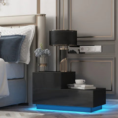 Black 16.1'' Tall 2 - Drawer Nightstand Modern Look and Storage Space to your Bedside
