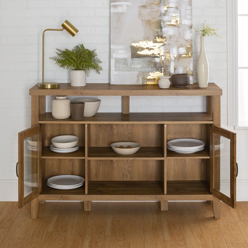 Barnwood Manette 52'' Wide Sideboard Four Shelves Rest