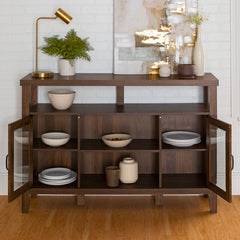 Dark Walnut Manette 52'' Wide Sideboard Four Shelves Rest