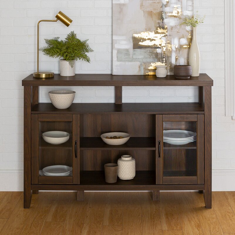 Dark Walnut Manette 52'' Wide Sideboard Four Shelves Rest