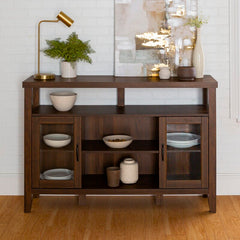 Dark Walnut Manette 52'' Wide Sideboard Four Shelves Rest