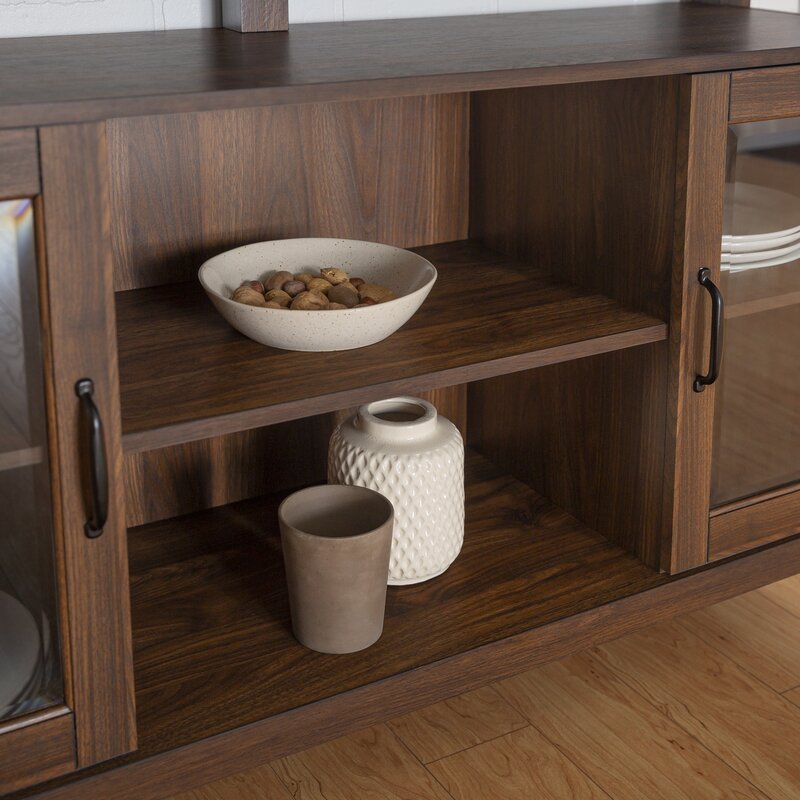 Dark Walnut Manette 52'' Wide Sideboard Four Shelves Rest