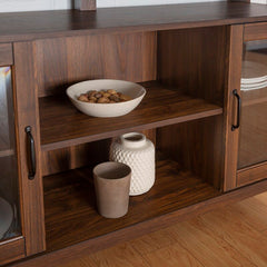 Dark Walnut Manette 52'' Wide Sideboard Four Shelves Rest