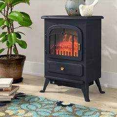 Black Manor 16.25'' W Electric Fireplace Adjustable Thermostat