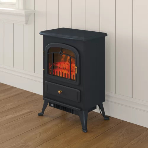 Black Manor 16.25'' W Electric Fireplace Adjustable Thermostat