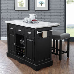 Mantello 48'' Wide Kitchen Island with Marble Top Perfect for Dining Room