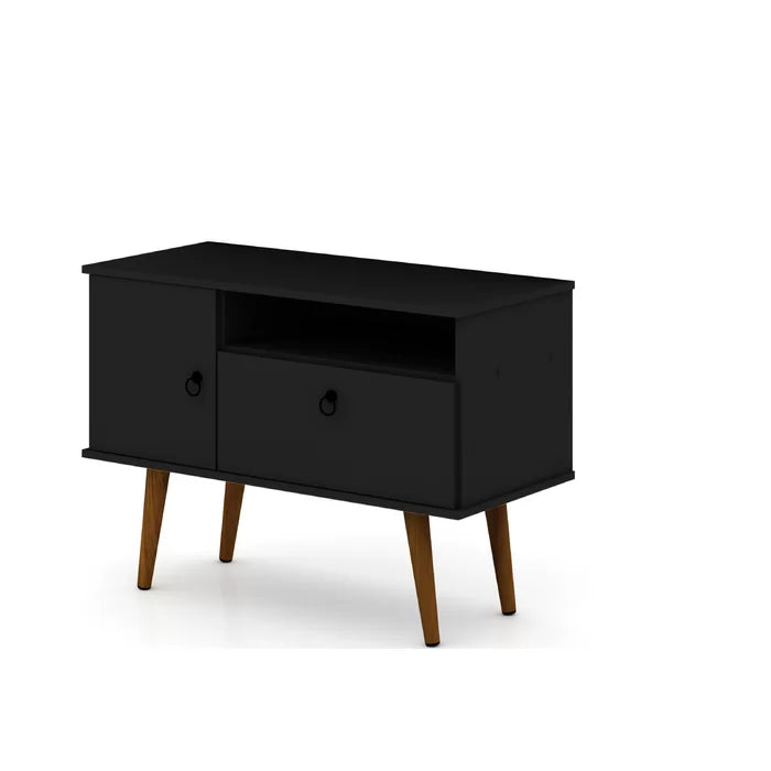 Black Manzo TV Stand for TVs up to 43" Mid Century Modern Silhouette