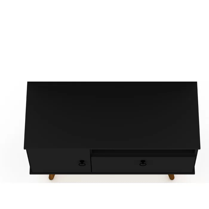 Black Manzo TV Stand for TVs up to 43" Mid Century Modern Silhouette