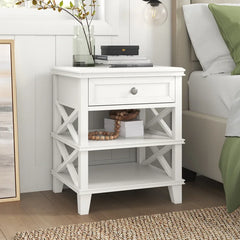White Marc 25.5'' Tall 1 - Drawer Solid Mahogany Wood Nightstand Perfect for Bedside