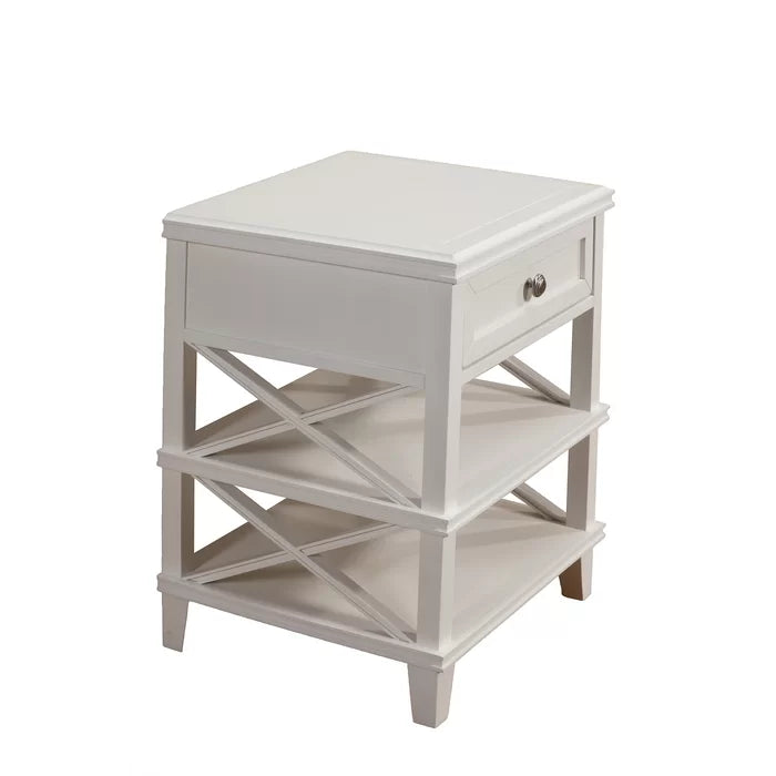 White Marc 25.5'' Tall 1 - Drawer Solid Mahogany Wood Nightstand Perfect for Bedside
