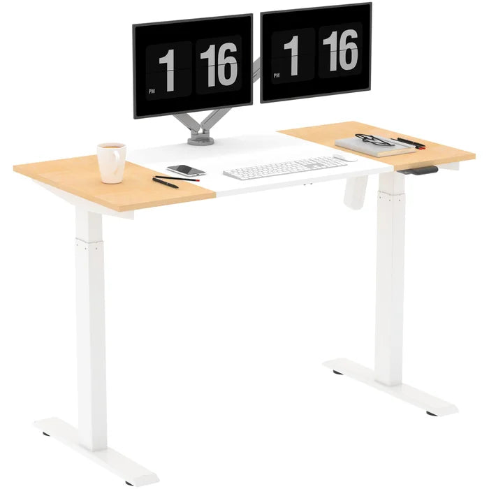 Light Brown White Margaux Height Adjustable Standing Desk Design