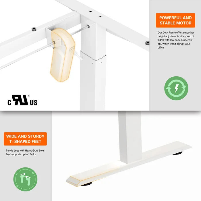 Light Brown White Margaux Height Adjustable Standing Desk Design