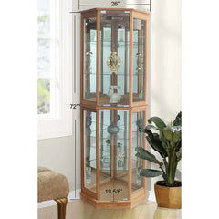 Oak Maristow Mirrored Back Curio Cabinet with Lighting Indoor Design