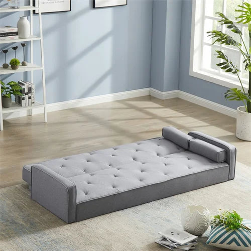 Gray Velvet Masahito Twin 75'' Wide Tufted Back Convertible Sofa Design