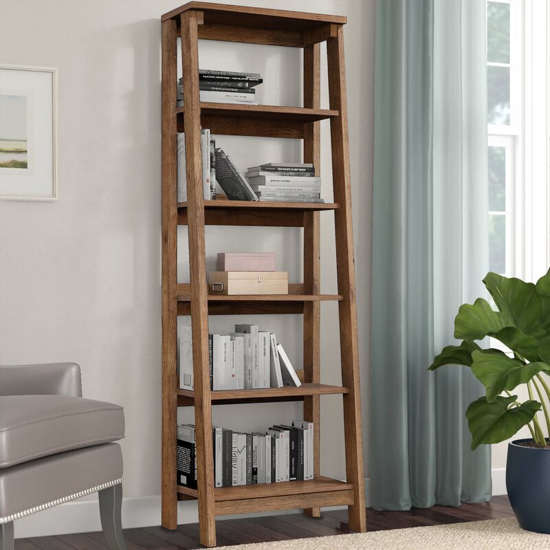 1 Vintage Oak Massena 71.125'' H x 23.5'' W Ladder Bookcase