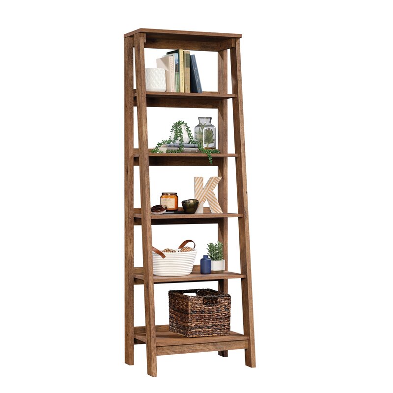 1 Vintage Oak Massena 71.125'' H x 23.5'' W Ladder Bookcase