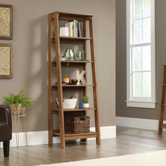 Vintage Oak Massena 71.125'' H x 23.5'' W Ladder Bookcase Features Five Shelves