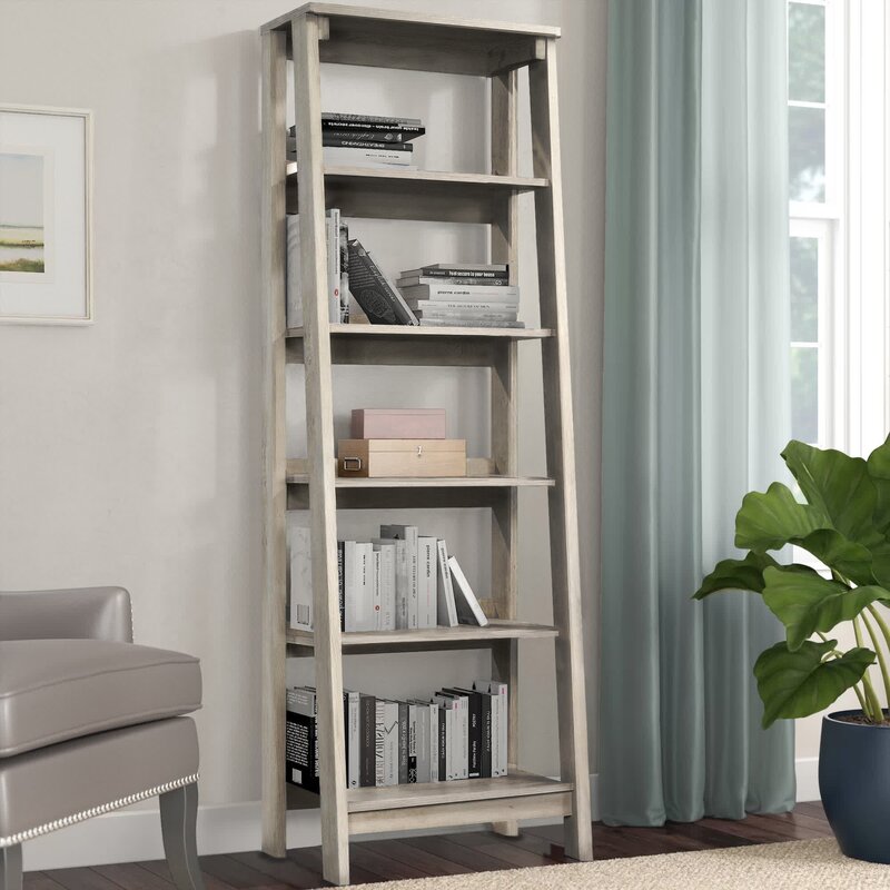 Chalked Chestnut 71.125'' H x 23.5'' W Ladder Bookcase Perfect Place for your Awards, Books, Home Décor, Organizing Bins