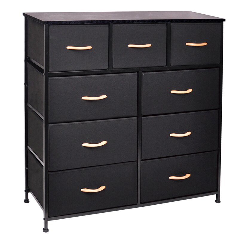 Matherly 9 Drawer Storage Chest Black Fabric Dresser Storage