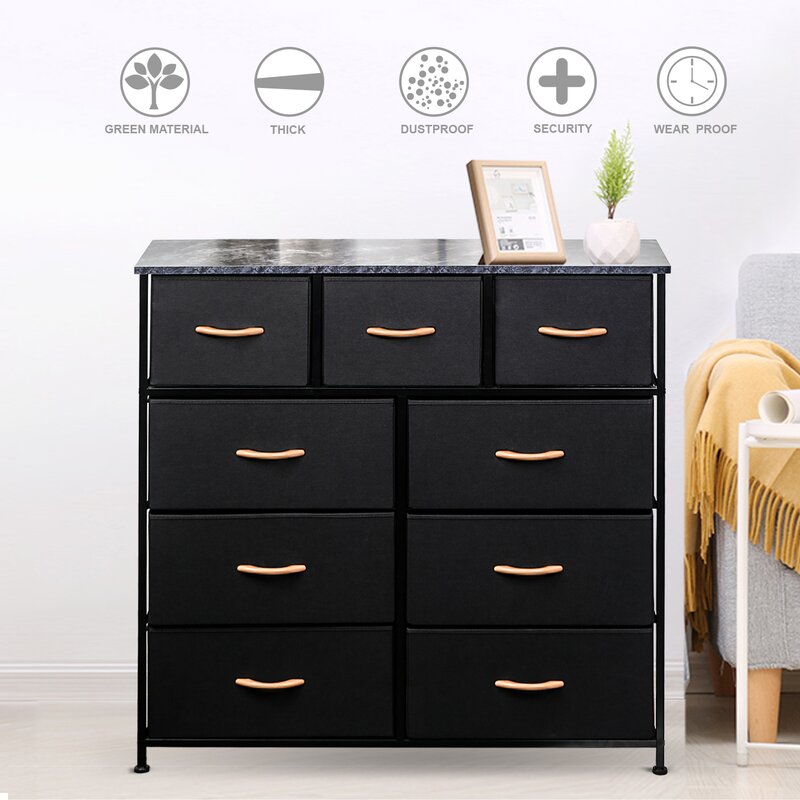 9 Drawer Black Matherly Storage Chest