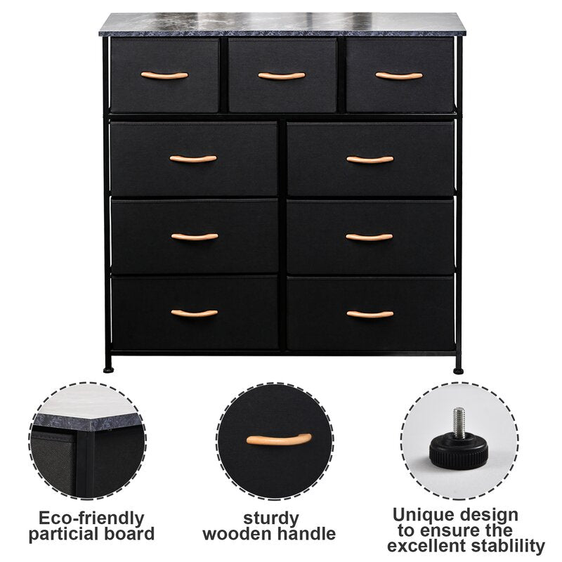 9 Drawer Black Matherly Storage Chest