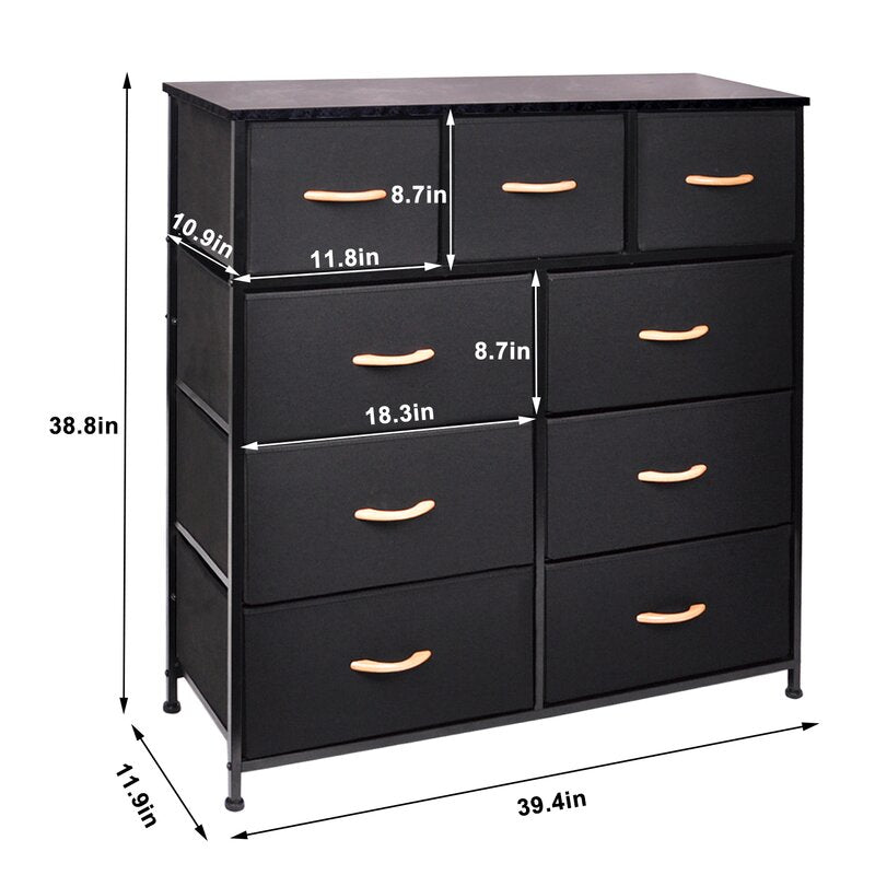 9 Drawer Black Matherly Storage Chest