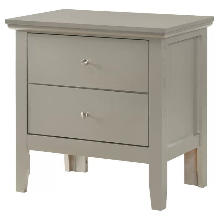 Silver Matilda 24'' Tall 2 - Drawer Solid Wood Nightstand Perfect Organize