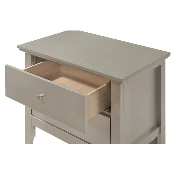 Silver Matilda 24'' Tall 2 - Drawer Solid Wood Nightstand Perfect Organize
