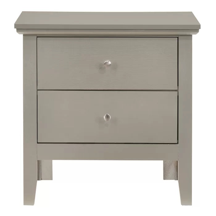 Silver Matilda 24'' Tall 2 - Drawer Solid Wood Nightstand Perfect Organize
