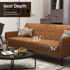 Mattia Twin 79.4'' Wide Faux Leather Split Back Convertible Sofa