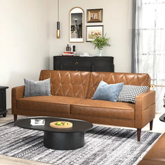 Mattia Twin 79.4'' Wide Faux Leather Split Back Convertible Sofa
