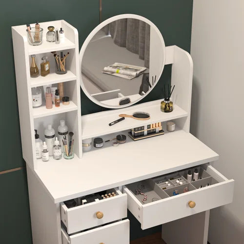 31.5'' Wide Vanity Set with Stool and Mirror Storage Needs In Your Bedroom Solid Manufactured Wood