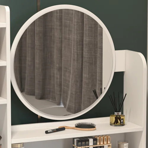 31.5'' Wide Vanity Set with Stool and Mirror Storage Needs In Your Bedroom Solid Manufactured Wood