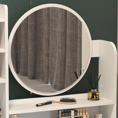 31.5'' Wide Vanity Set with Stool and Mirror Storage Needs In Your Bedroom Solid Manufactured Wood