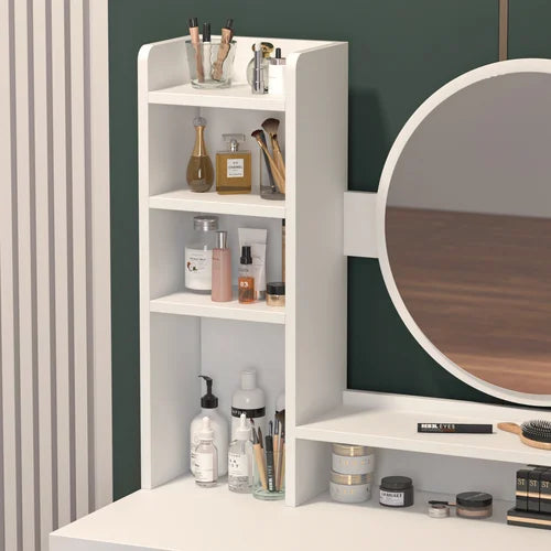 31.5'' Wide Vanity Set with Stool and Mirror Storage Needs In Your Bedroom Solid Manufactured Wood