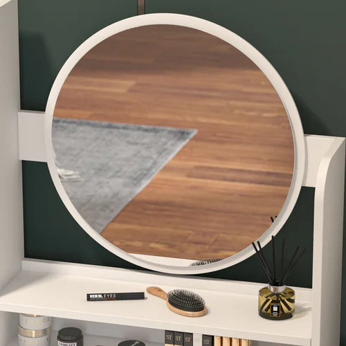 31.5'' Wide Vanity Set with Stool and Mirror Storage Needs In Your Bedroom Solid Manufactured Wood