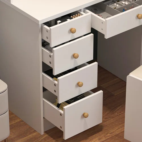 31.5'' Wide Vanity Set with Stool and Mirror Storage Needs In Your Bedroom Solid Manufactured Wood