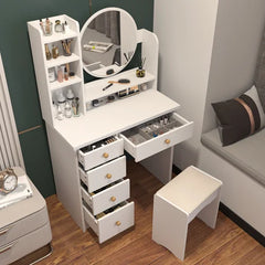 31.5'' Wide Vanity Set with Stool and Mirror Storage Needs In Your Bedroom Solid Manufactured Wood