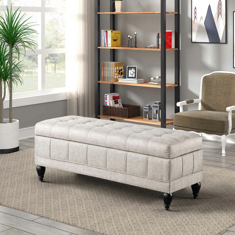 Maxfield Upholstered Flip Top Storage Bench Solid and Manufactured Wood Frame